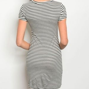 popular basics Dresses - Body Con Striped Dress Short Sleeve Fitted Black popular basics Dresses - Body Con Striped Dress Short Sleeve Fitted Black
